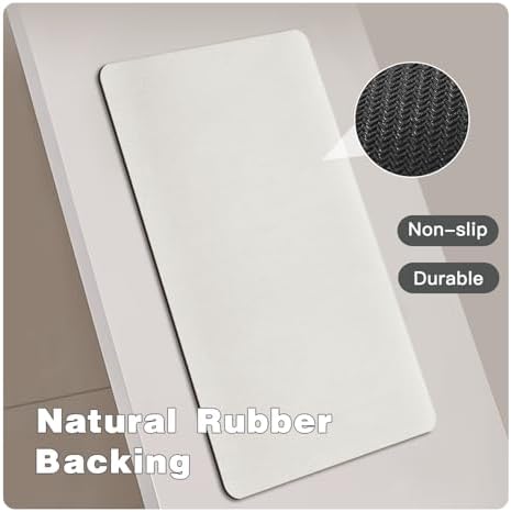 TYUU Thin Bath Mat, Bathroom Rugs Non Slip Washable, 20x48 White