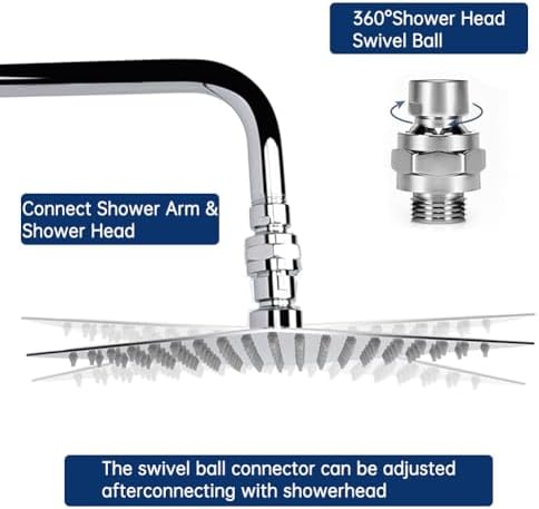 Shower Head Swivel Adapter, Adjustable Pivot Ball To Adjust Showerhead Angle, Universal All Metal Shower Arm Extension Connector, Showering Components(COLOR:silver)