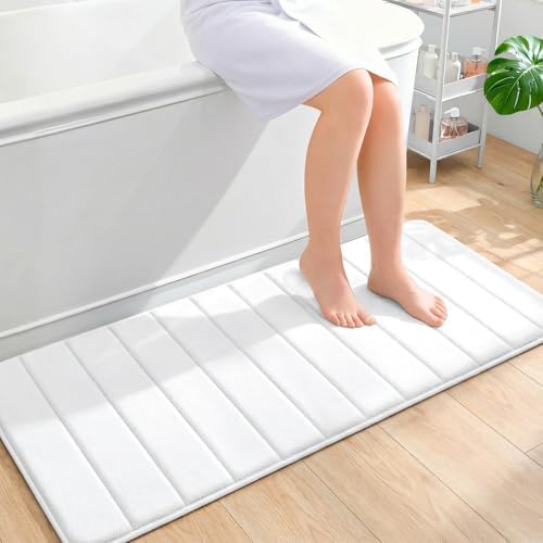 OLANLY Memory Foam Long Bathroom Rugs Runner 47x20, Super Soft Absorbent