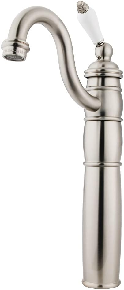 Kingston Brass KB1428PL Heritage Vessel Sink Faucet with Optional Cover Plate, Brushed Nickel, 14.31 x 6 x 2.25