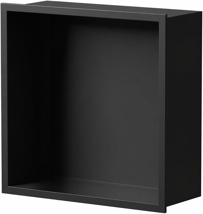 304 Stainless Steel Recessed Matte Black Shower Niche 12" X 12" | Wall-Inserted, Waterproof Rustproof Bathroom Shower Niche Insert No Tile Needed, for Shower & Bathroom Storage
