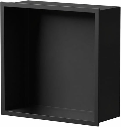304 Stainless Steel Recessed Matte Black Shower Niche 12" X 12" | Wall-Inserted, Waterproof Rustproof Bathroom Shower Niche Insert No Tile Needed, for Shower & Bathroom Storage