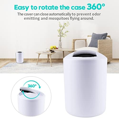 Compact 6-Piece White Plastic Bathroom Accessories Set with Small Trash Can, Soap Dispenser, Toothbrush Holder, Cup, Soap Dish, Toilet Brush for Guest Bathroom Dorm Apartment