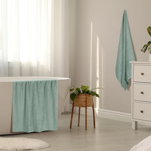 MyOwn Ultra Soft 2 Pack Oversized Bath Towel Set 28x55 inches, Cotton Large Bath Towels, Highly Absorbant Compact Quickdry & Lightweight Towel, Ideal for Gym Travel Camp Pool - Jade