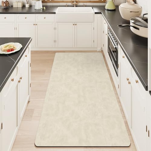 Mecko Bath Mat 24"x48",Ultra Thin Bathroom Rug fit Under Door Light Brown