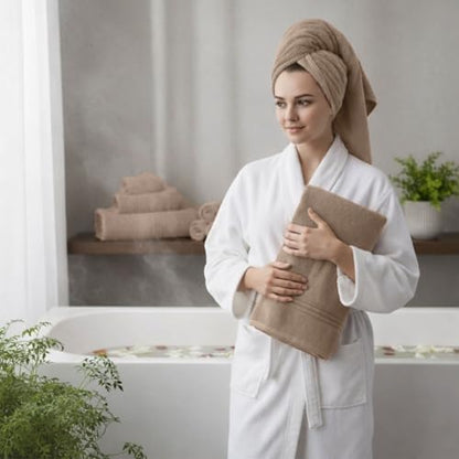 Light Brown Bath Towels for Bathroom, 100% Cotton, Thick, Soft, Luxury Bath Towels Set with 2 Extra Large Bath, 2 Hand, and 4 Washcloths – Plush, Absorbent, and Hotel-Quality Towels for Bathroom & Spa