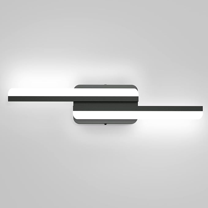 Ralbay Modern LED Black Vanity Light 24inch 24W Frosted Aluminum LED Matte Black Vanity Light for Bathroom Lighting Fixtures White Light 6000K