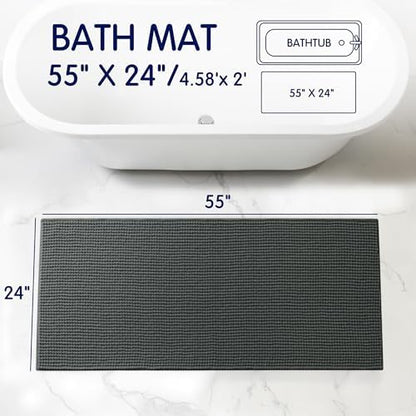 SUBRTEX Bathroom Rugs, 24" x 55" Chenille Bath Rug Soft Short Plush Bath Mat Soft Shower Mat Water Absorbent Shower Mat Quick Dry Machine Washable, Gray