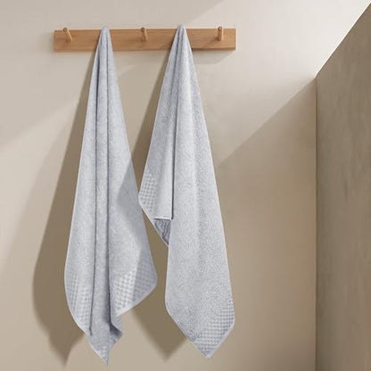 MyOwn Ultra Soft 2 Pack Oversized Bath Towel Set 28x55 inches, Cotton Large Bath Towels, Highly Absorbant Compact Quickdry & Lightweight Towel, Ideal for Gym Travel Camp Pool - Light Grey