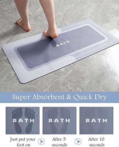 MontVoo-Bath Mat-Bath Rug Non Slip Super Absorbent Stain Resistant Quick Dry Thin Bathroom Rug-Bath Mats for Bathroom Floor Bathtub Vanity-Bathmat Bath Rug Easy Care 17"x27" Blue