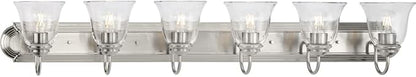 Progress Lighting Clear Glass 48 in. 6-Light Brushed Nickel Transitional Vanity Light with Clear Glass for Bathroom