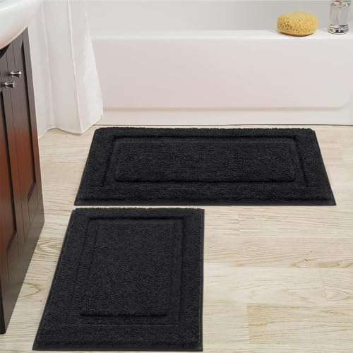 SHACOS Soft Microfiber Black Bathroom Rugs Sets 2 Pieces 32x20 inch
