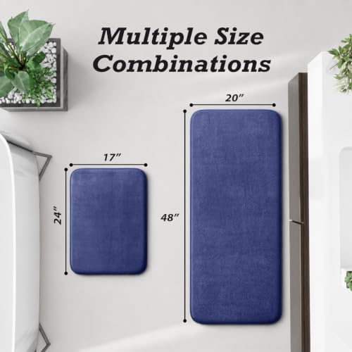 HUXMEYSON Bathroom Rugs Sets 2 Piece, Non-Slip & Quick Dry Bath Mat Set, Ultra Soft Velvet Bath Rugs for Bathroom, Toilet and Shower Floor, Royal Blue