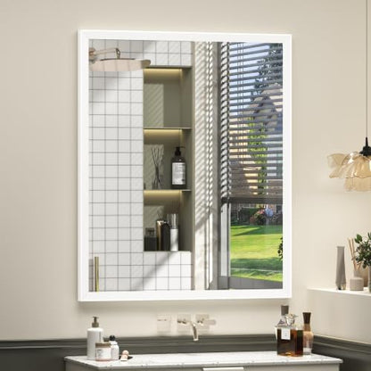 White Framed Bathroom Mirror 20x24, White Vanity Mirrors for Wall
