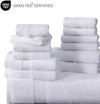 LANE LINEN Bath Towel Set 100% Cotton 18 Piece Soft Absorbent - White