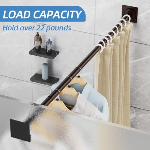 CorkLatta Matte Bronze Shower Curtain Rod,1 Inch Diameter Stainless Steel Adjustable Spring Tension Rods 32 to 68",with Holders,Anti-Slip,Curtain Rods No Drilling(1 Pack)