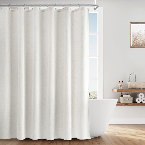 Naturoom Linen Shower Curtain 92 Inch Long for Bathroom Boho 1 Panel
