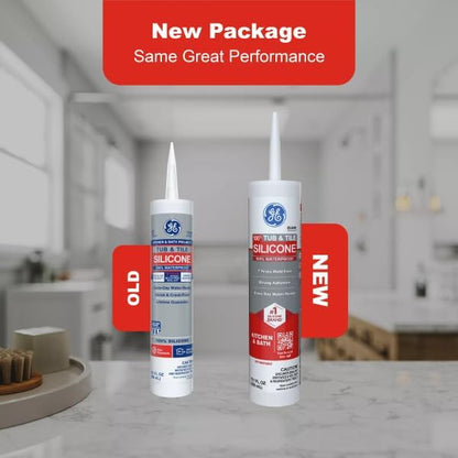 GE Tub and Tile Silicone Caulk for Kitchen and Bathroom -100% Waterproof Silicone Paste, Excellent Flexibility, Shrink and Crack Resistant - 10oz Cartridge, Clear, Pack of 12