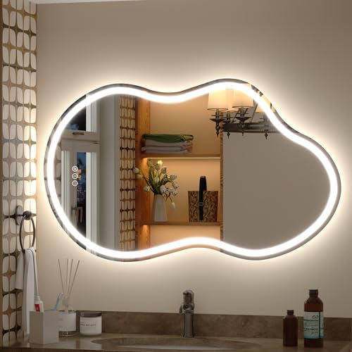 40x24 Inch Irregular Cloud LED Bathroom Mirror