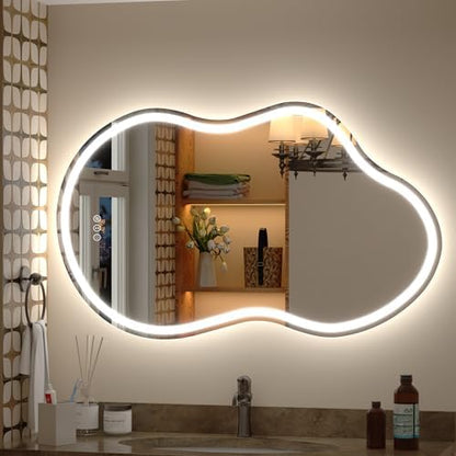 40x24 Inch Irregular Cloud LED Bathroom Mirror