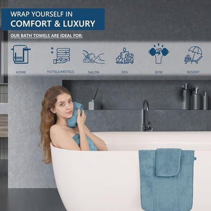 Extra Large Bath Sheet Set of 4,Ultra Soft Fluffy Towel,35”x 70”Oversized Bath Towel Set,Premium Microfiber Bathroom Towel Set Highly Absorbent Quick Dry Shower Towel for Bathroom,Hotel,Spa(Turquoise)
