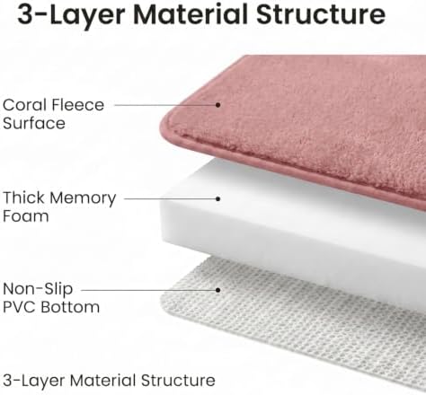 Memory Foam Bathroom Rugs Sets 2 Piece Dusty Rose