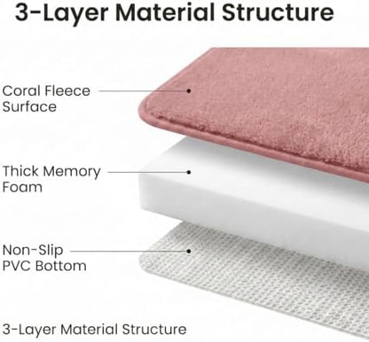 Memory Foam Bathroom Rugs Sets 2 Piece Dusty Rose