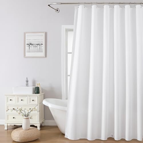 1 Pack Water-Repellent Fabric Shower Curtain Liner, 60x72 White
