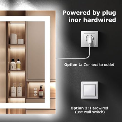 Hivone 24"X30" LED Bathroom Mirror with Lights, UL Listed