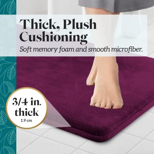 Memory Foam Bath Mat Non Slip Absorbent Super Cozy Velvet Bathroom Rug Carpet (60 inches X 24 inches, Eggplant)