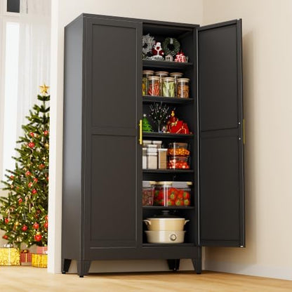 78.7" Tall Metal Pantry Cabinet, Freestanding Kitchen Storage Cabinet