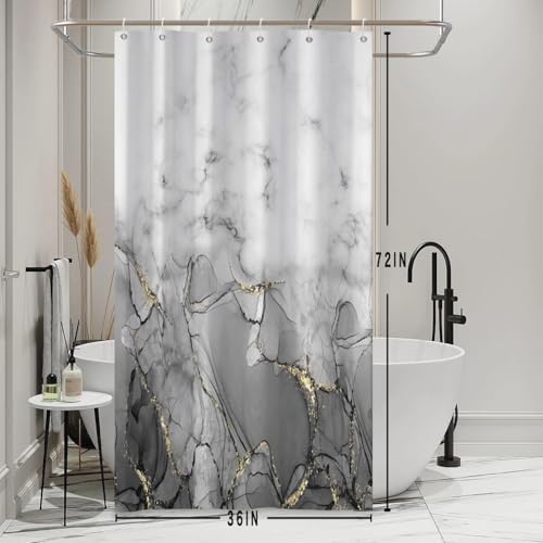 Gray Marble Stall Waterproof Shower Curtain 36x72 inches