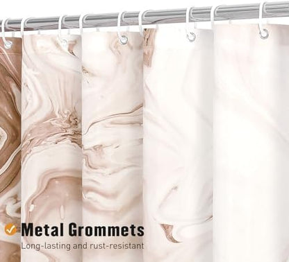 Brown Marble Fabric Shower Curtain, Abstract Watercolor, 72 x 72 Inches
