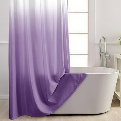No Hook Shower Curtain and Liner Set for Bathroom, Ombre Purple, 71" x 74"