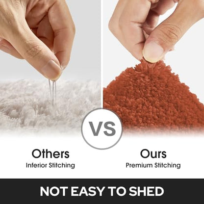 HOMEIDEAS Bathroom Rugs Sets 2 Piece, Soft Non Slip Bath Mat Burnt Orange
