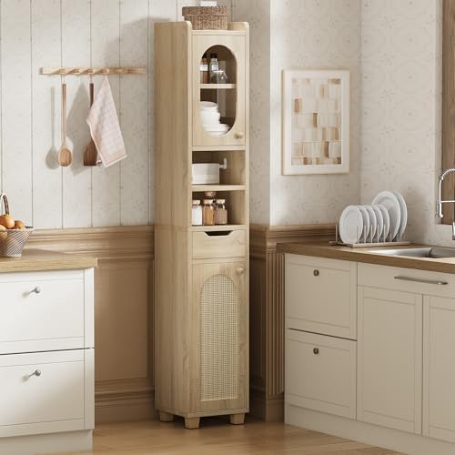 LIKIMIO 69" Tall Bathroom Cabinet with Drawer and Tissue Holder