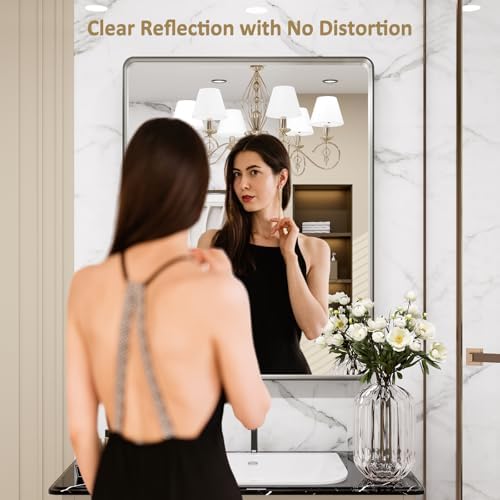 LOAAO 24X36 Inch Brushed Nickel Bathroom Mirror (Pack of 2)