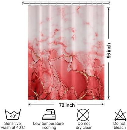 Red Extra Long Waterproof Shower Curtain 72x96 inches