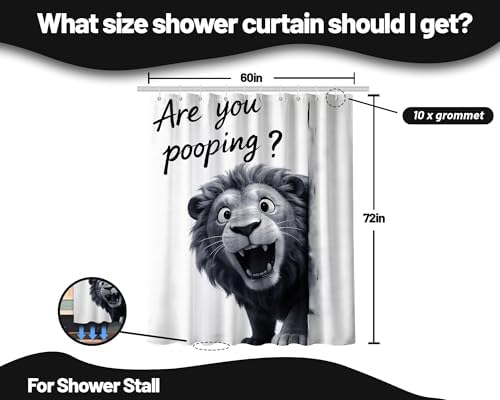 Funny Lion Shower Curtain are You Pooping, 60x72 Inchs
