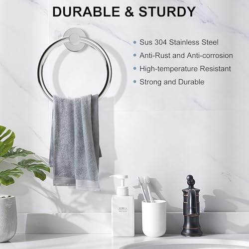 SetSail Towel Holder for Bathroom Wall Chrome Towel Ring, 2 Packs