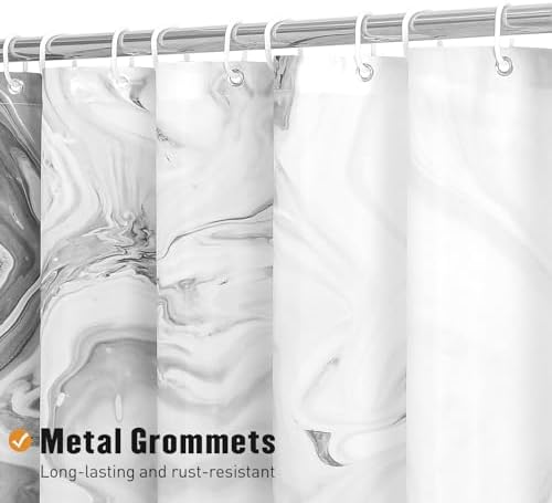 Grey Marble Fabric Shower Curtain, Abstract Watercolor, 72 x 72 Inches