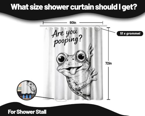 Funny Frog Shower Curtain are You Pooping Cool Novelty Shower Curtains for Bathroom Decor Sets, Waterproof Cloth Fabric with Hooks, 60 x 72 Inch