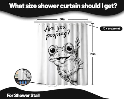 Funny Frog Shower Curtain are You Pooping Cool Novelty Shower Curtains for Bathroom Decor Sets, Waterproof Cloth Fabric with Hooks, 60 x 72 Inch