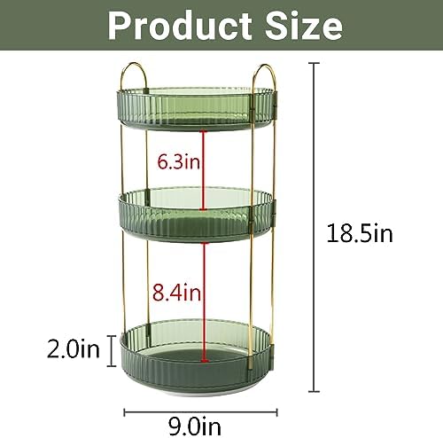 Asayuee 360 Rotating Perfume Organizer,3 Tier Large Capacity Make Up Organizers and Storage,Makeup Organizer for Bathroom,Cosmetic Perfume Stand Holder (Green-3 Tier)