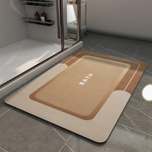 MontVoo-Bath Mat-Bath Rug Non Slip Super Absorbent Stain Resistant Quick Dry Thin Bathroom Rug-Bath Mats for Bathroom Floor Bathtub Vanity-Bathmat Bath Rug Easy Care 17"x27" Brown