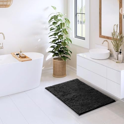 Hearth & Harbor Bathroom Rugs, Chenille Bath Mat - Machine Washable Bath Mats for Bathroom Non-Slip Backing Rubber, Quick Dry Bathroom Mat