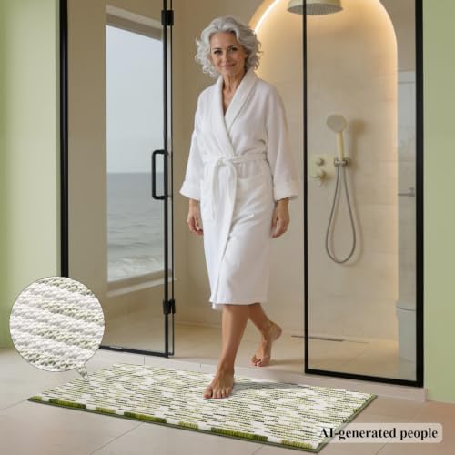BSICPRO Bathroom Rugs Sets 2 Piece, Modern Bath Mat 20"x47"+20"x32", Sage