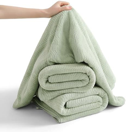 8 Piece Bath Towel Set Green|2 Oversized Large Bath Sheet,2 Hand Towels,4 Washcloths| Ultra Soft Cozy Bath Towel Set for Bathroom Hotel Gym Spa,Highly Absorbent & Quick Dry Bathroom Towel Collections