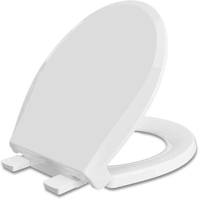 Round Toilet Seat, Slow Close Quick-Release Hinges, Heavy Duty Soft Close, Quiet-Close Lid And Seat For Standard Toilets, Easy To Install And Clean, Never Loosen, White(16.5”)