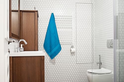 Bath Towels Pack of 6 – 24" x 48" – 100% Cotton Terry, Soft, Quick-Dry & Highly Absorbent – Teal Blue Towels for Bathroom, Spa, Gym, Hotel, Pool & Everyday Use